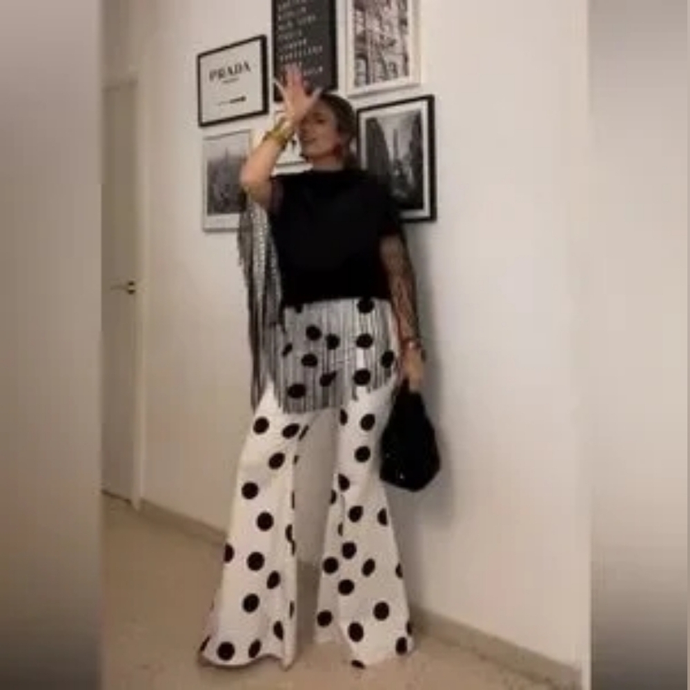 Zara High- Waisted Polkadot Flare Panst - Picture 4 of 7